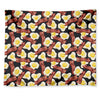 Black Fried Egg And Bacon Pattern Print Tapestry