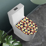 Black Fried Egg And Bacon Pattern Print Toilet Lid Cover