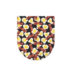Black Fried Egg And Bacon Pattern Print Toilet Lid Cover