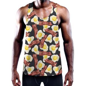 Black Fried Egg And Bacon Pattern Print Training Tank Top