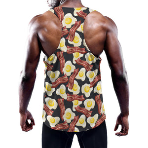 Black Fried Egg And Bacon Pattern Print Training Tank Top