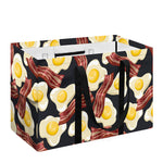 Black Fried Egg And Bacon Pattern Print Utility Tote Bag