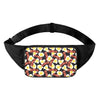 Black Fried Egg And Bacon Pattern Print Waist Bag