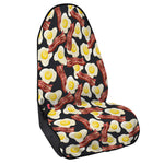 Black Fried Egg And Bacon Pattern Print Waterproof Car Seat Cover