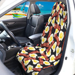 Black Fried Egg And Bacon Pattern Print Waterproof Car Seat Cover