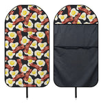 Black Fried Egg And Bacon Pattern Print Waterproof Car Seat Cover