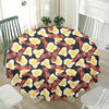 Black Fried Egg And Bacon Pattern Print Waterproof Round Tablecloth