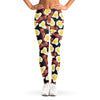 Black Fried Egg And Bacon Pattern Print Women's Leggings