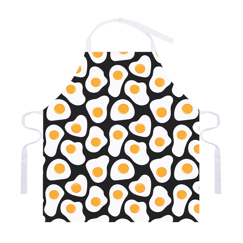 Black Fried Eggs Pattern Print Adjustable Apron