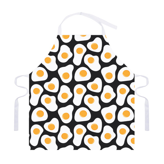 Black Fried Eggs Pattern Print Adjustable Apron