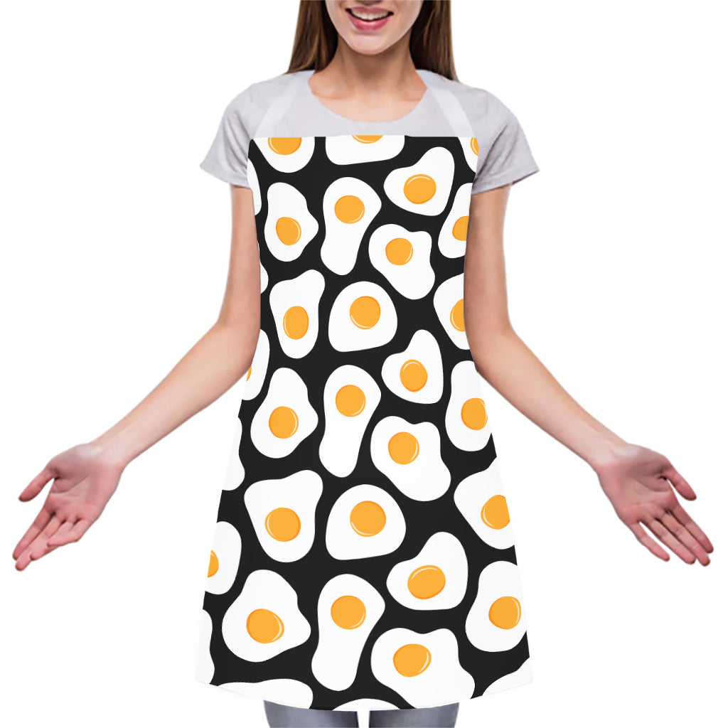 Black Fried Eggs Pattern Print Adjustable Apron