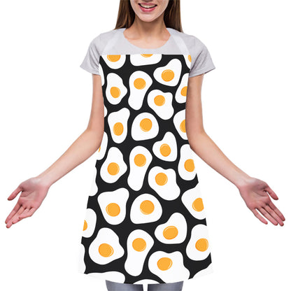 Black Fried Eggs Pattern Print Adjustable Apron