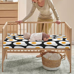 Black Fried Eggs Pattern Print Baby Crib Sheet