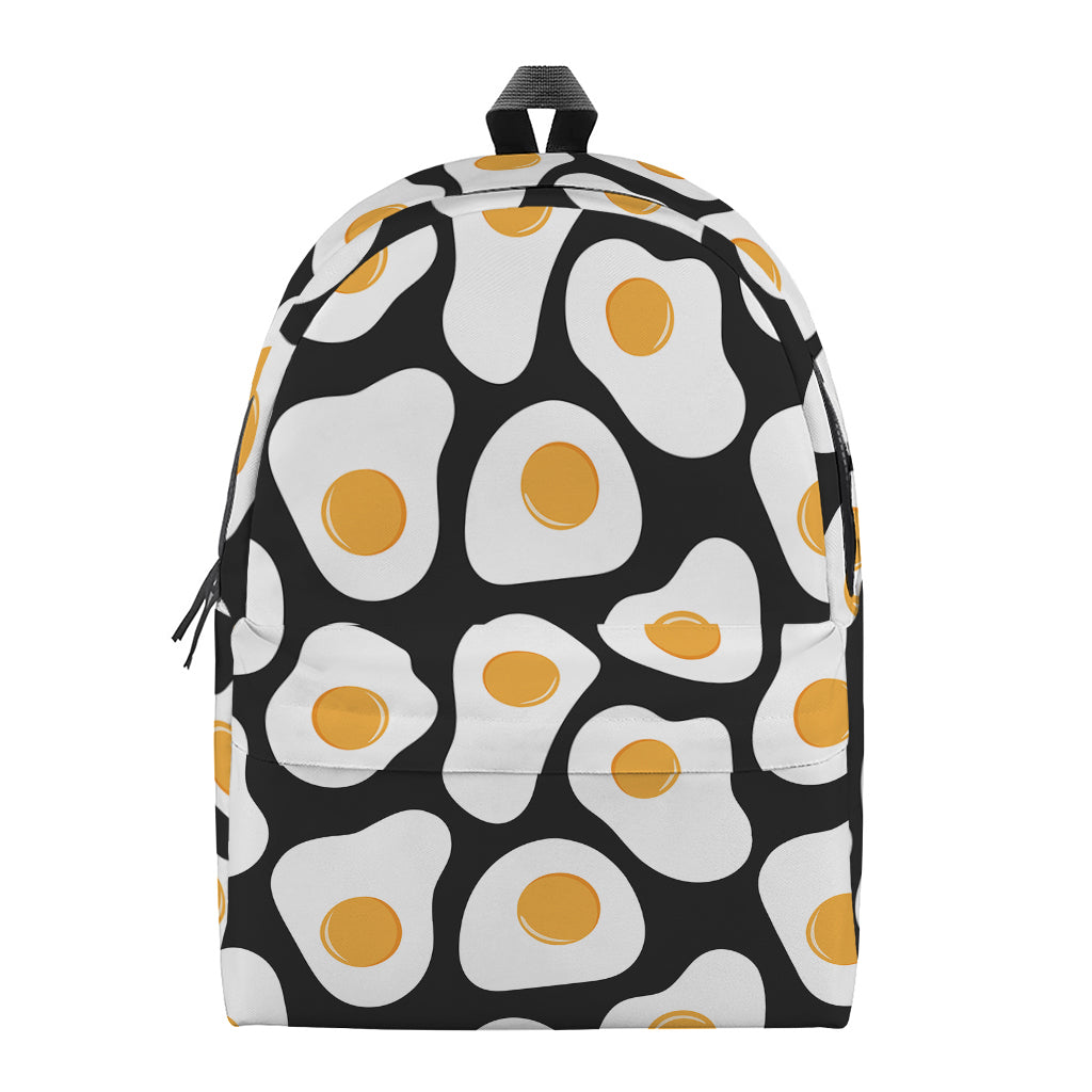 Black Fried Eggs Pattern Print Backpack
