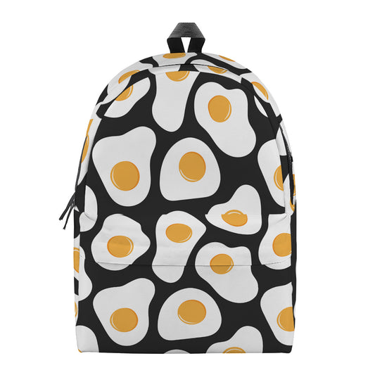 Black Fried Eggs Pattern Print Backpack