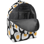 Black Fried Eggs Pattern Print Backpack