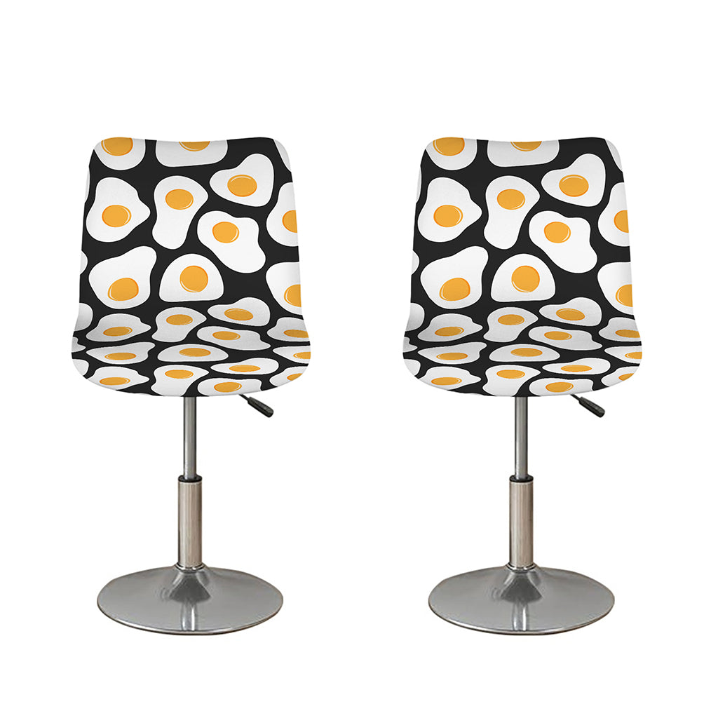 Black Fried Eggs Pattern Print Bar Stool Covers
