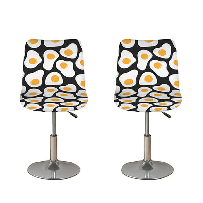 Black Fried Eggs Pattern Print Bar Stool Covers