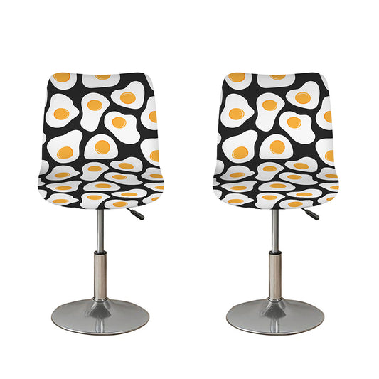 Black Fried Eggs Pattern Print Bar Stool Covers