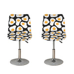 Black Fried Eggs Pattern Print Bar Stool Covers