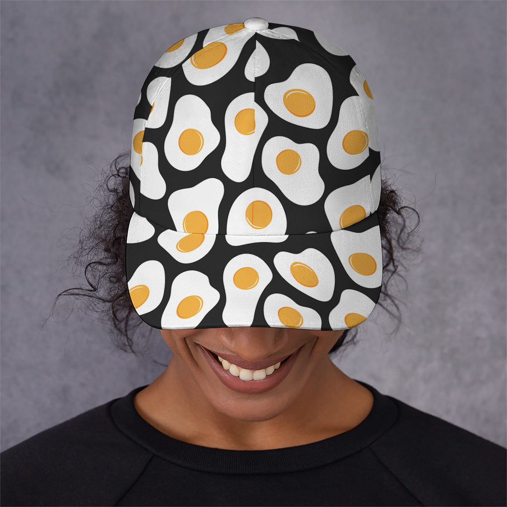 Black Fried Eggs Pattern Print Baseball Cap