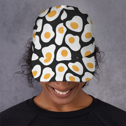 Black Fried Eggs Pattern Print Baseball Cap