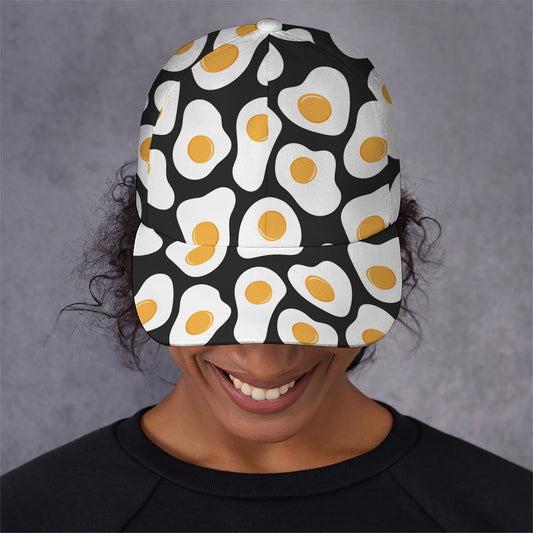 Black Fried Eggs Pattern Print Baseball Cap