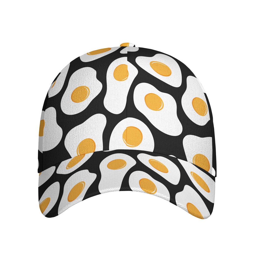 Black Fried Eggs Pattern Print Baseball Cap