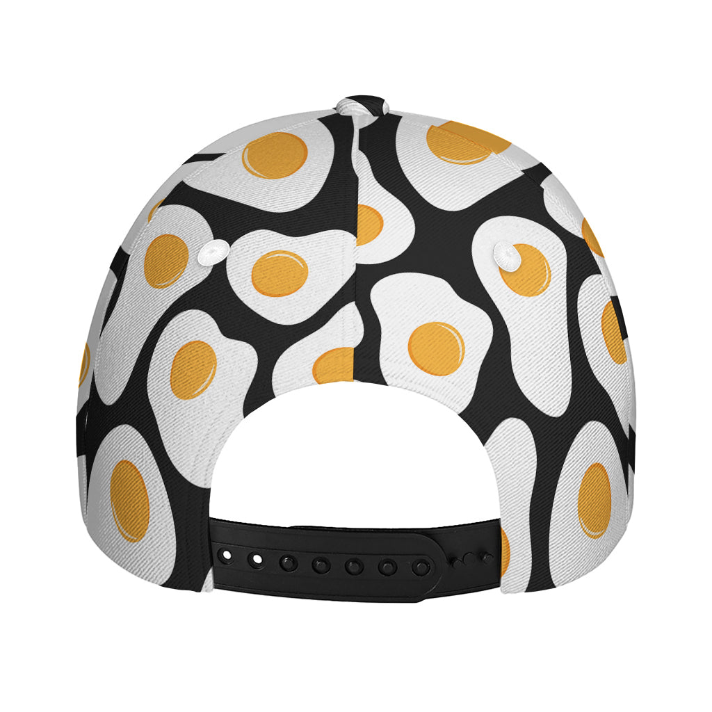 Black Fried Eggs Pattern Print Baseball Cap