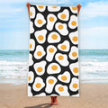 Black Fried Eggs Pattern Print Beach Towel