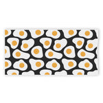 Black Fried Eggs Pattern Print Beach Towel