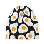 Black Fried Eggs Pattern Print Beanie