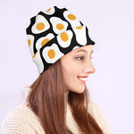 Black Fried Eggs Pattern Print Beanie