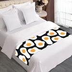 Black Fried Eggs Pattern Print Bed Runner
