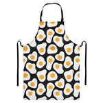 Black Fried Eggs Pattern Print Bib Apron With Pocket