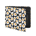 Black Fried Eggs Pattern Print Bifold Wallet