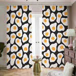 Black Fried Eggs Pattern Print Blackout Pencil Pleat Curtains