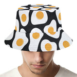 Black Fried Eggs Pattern Print Bucket Hat