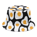 Black Fried Eggs Pattern Print Bucket Hat