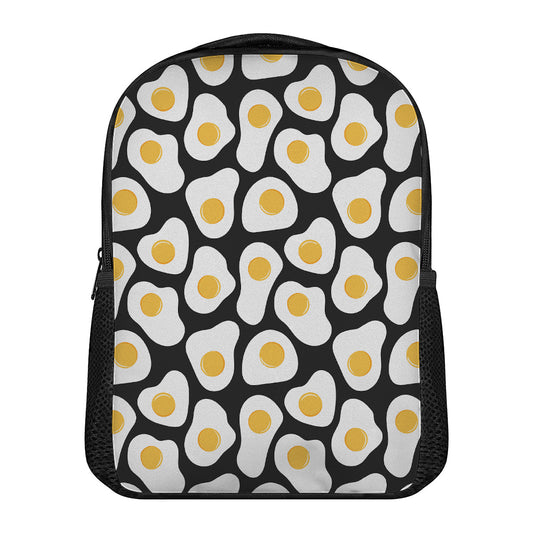 Black Fried Eggs Pattern Print Casual Backpack