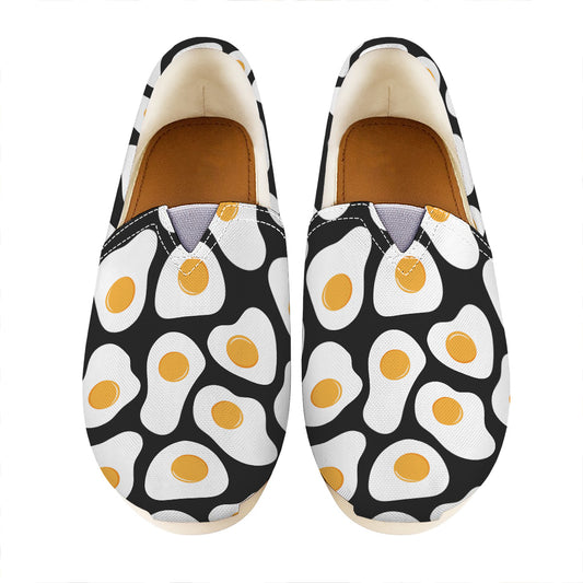 Black Fried Eggs Pattern Print Casual Shoes
