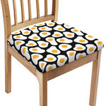 Black Fried Eggs Pattern Print Chair Cushion Cover