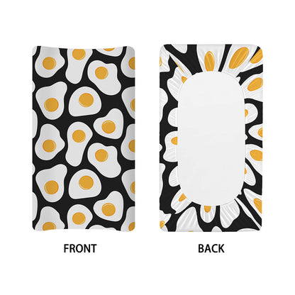 Black Fried Eggs Pattern Print Changing Pad Cover