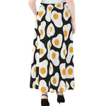 Black Fried Eggs Pattern Print Chiffon Maxi Skirt