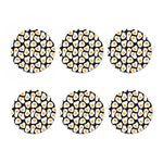 Black Fried Eggs Pattern Print Coaster Set