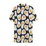 Black Fried Eggs Pattern Print Cotton Hawaiian Shirt