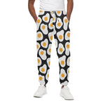 Black Fried Eggs Pattern Print Cotton Pants