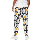 Black Fried Eggs Pattern Print Cotton Pants