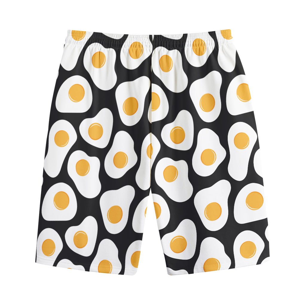 Black Fried Eggs Pattern Print Cotton Shorts