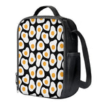Black Fried Eggs Pattern Print Crossbody Lunch Bag